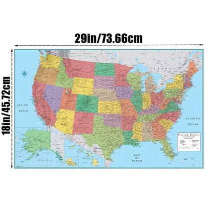 Canvas US American Administrative Map Unframed In English Prints Art Pictures Decoration Office Wall Decor Map School Supplies