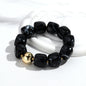 Acrylic Square Beads Elastic Bracelets for Women Boho Irregular Stone Shape Beaded Handmade Bracelet Bangle Retro Jewelry Gifts