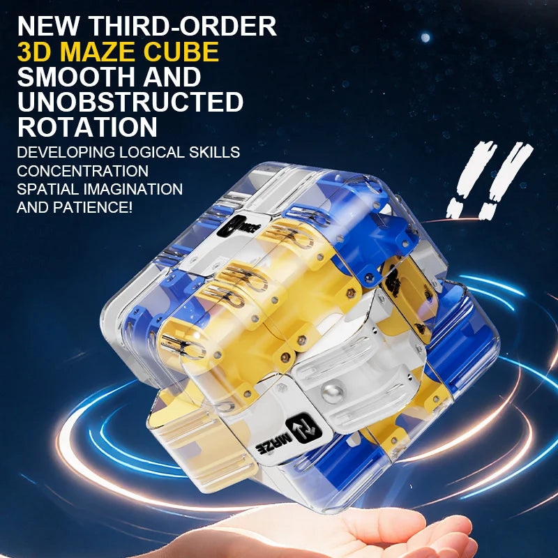 3D Maze Magic Cube Puzzle Toy Labyrinth Rolling Ball Cube Anti‑Stress Relief Toy for Kids Adults