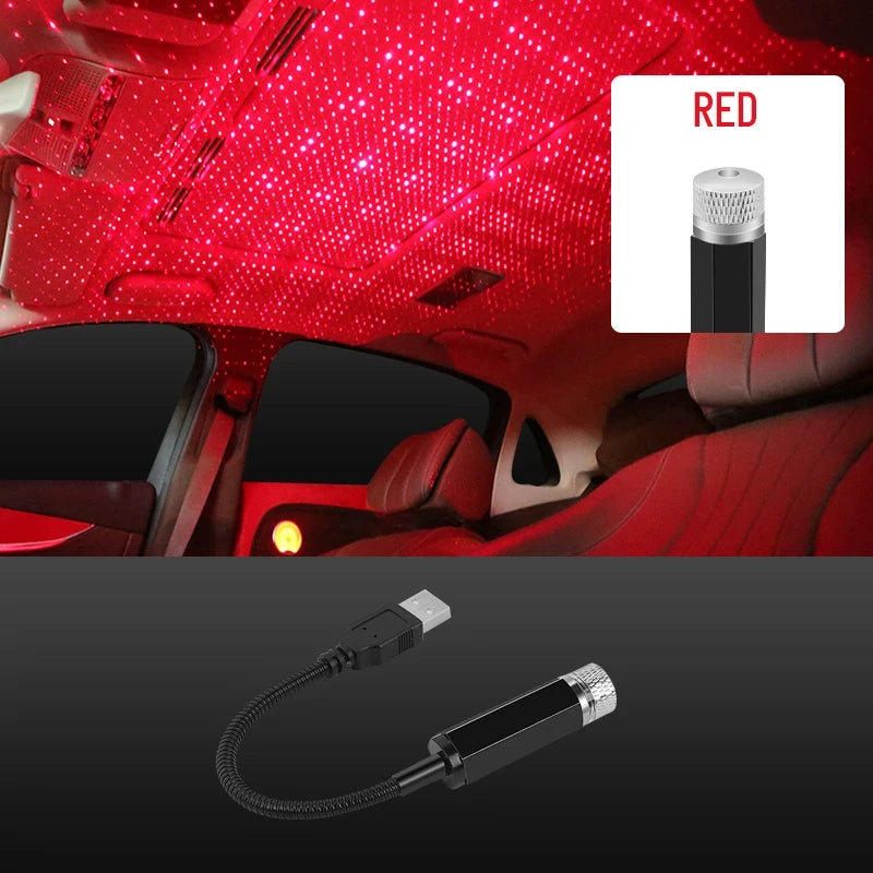 LED Starry Sky Projector Night Light Romantic USB Night Light Adjustable USB Car Lights Auto Roof Ceiling Lamp Bedroom Light
