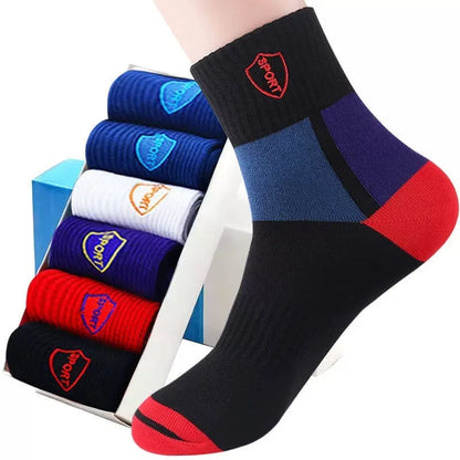 5 Pairs Socks MEN'S Mid-calf Spring and Autumn Sports Sweat Anti-odor MEN'S Socks Thin Sports Socks