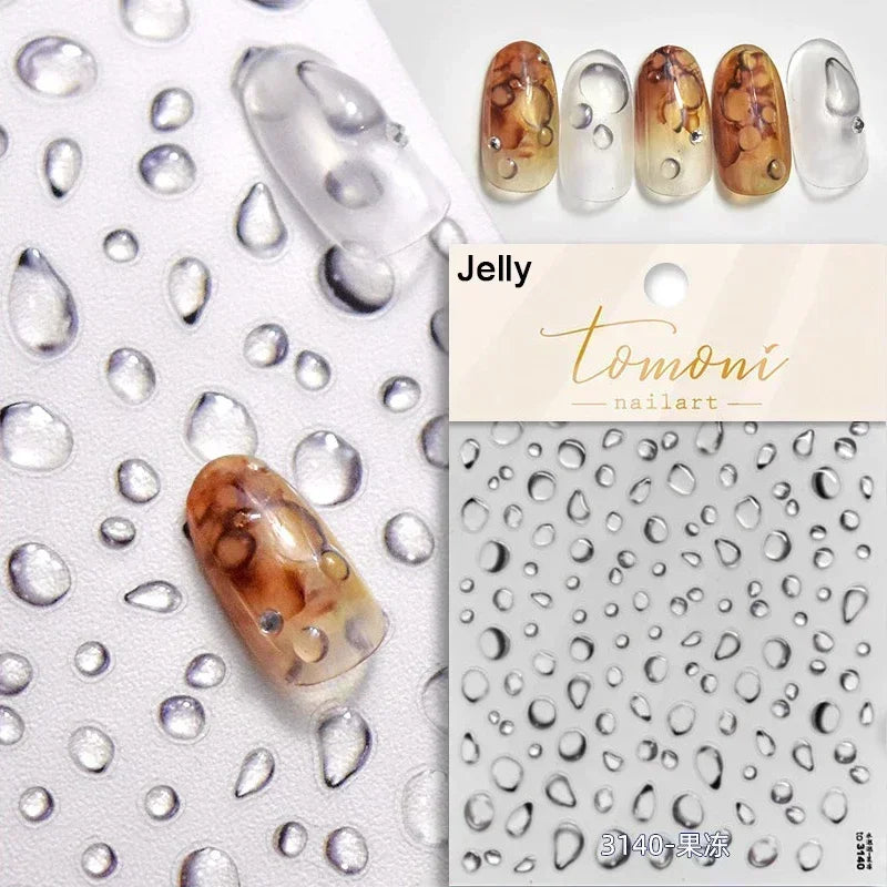 Colorful Bagful Jellyfish Bubbles Swimming Rings Rainbow Stars Ocean Starfish Self Adhesive 5D Nail Art Sticker Manicure Decal