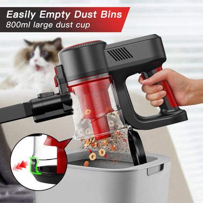 Cordless Vacuum Cleaner, 32KPA Househeld Stick Vacuum Cleaner With LED Lights, Foldable Tube, Washable Hepa Filtration, Self-standing, 4000mAh Battery, Multifunction Accessories, Lightweight Vacuum For Hardwood Floor Carpet P