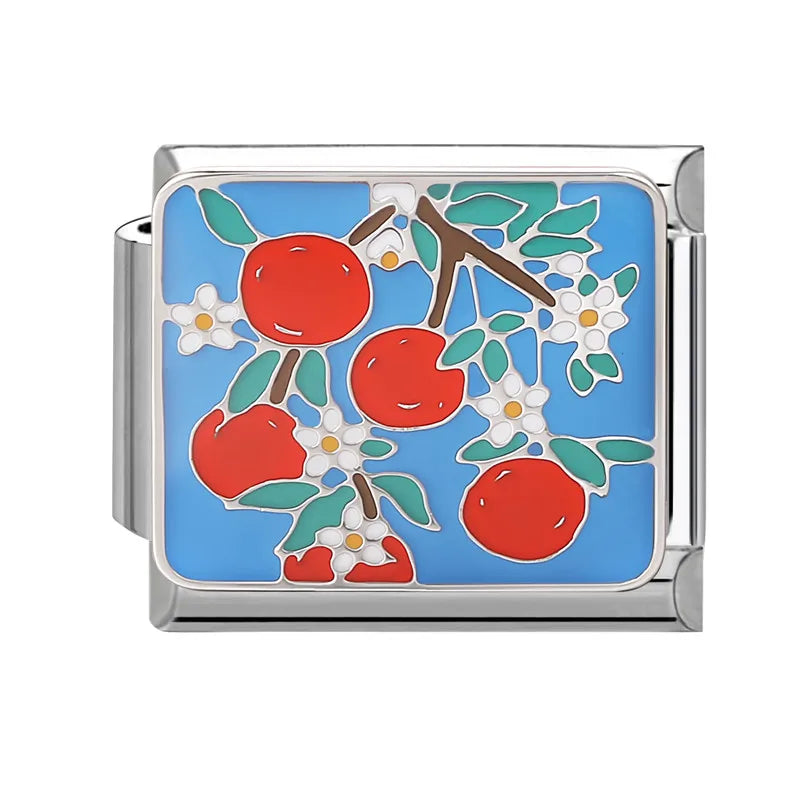 Fashion Drip Glaze Blue Eyes Colorful Butterfly Italian Charm Links Fit 9mm Stainless Steel Bracelet Jewelry DIY Making Beads