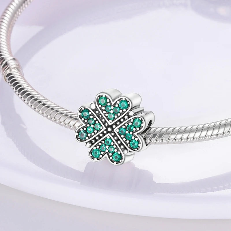 Original 925 Sterling Silver Charm Beads Clover Sunflower Tulip Carnation Pendant For Women Jewelry Fashion Gift