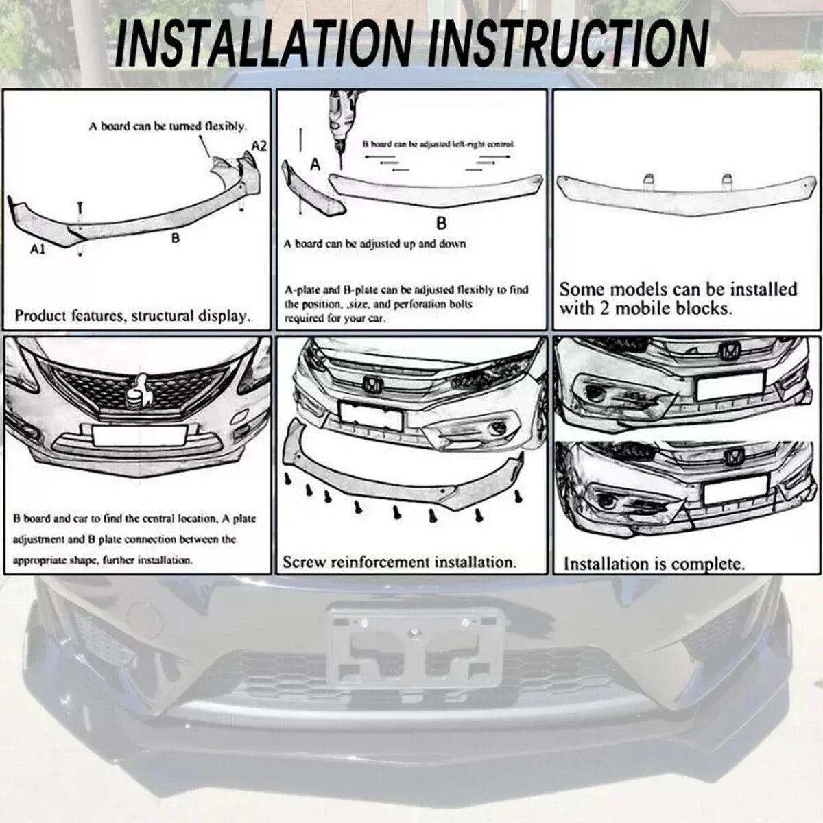 Front Bumper Spoiler Diffuser Body Kit for Audi A3 A4 A5 A7 A8 B7 B8 Q7 RS5 RS6 S3 TT Front Lip Chin Splitter Cars Accessories