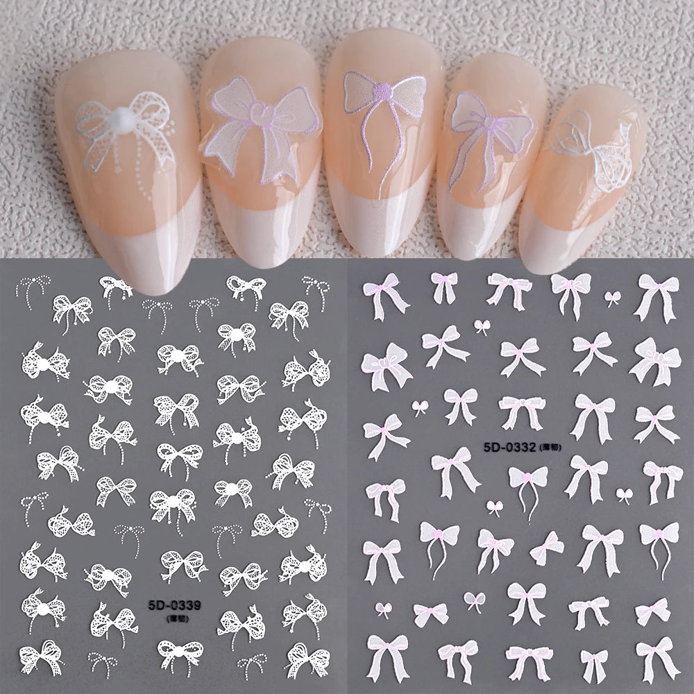 2Sheets French Gradient Line Nail Art Stickers 3D Self-Adhesive White+Black Slider Design Stencil Manicure Guides DIY Nail Decor