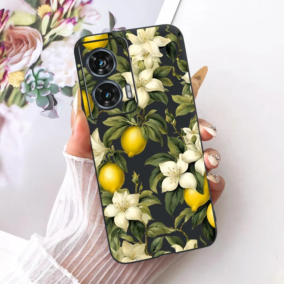 Case For Motorola Edge 50 Fusion Cover XT2429-1 Popular Flower Soft Black Silicone Phone Cases For Motorola G96 5G MotoG96 Funda