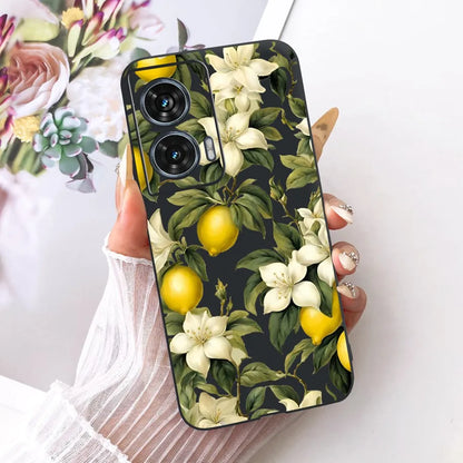Case For Motorola Edge 50 Fusion Cover XT2429-1 Popular Flower Soft Black Silicone Phone Cases For Motorola G96 5G MotoG96 Funda