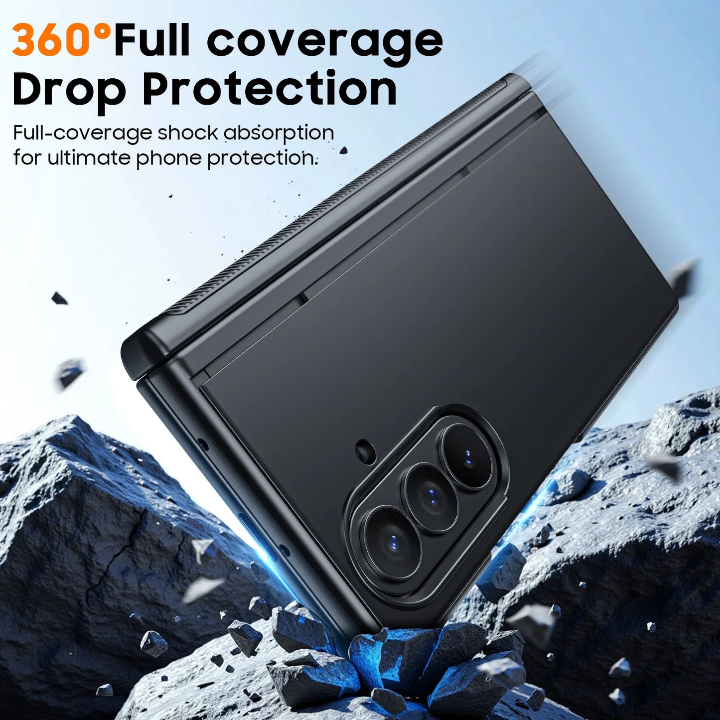 Fit for Magsafe,Hinge Protection,Screen Protector,Built-in Hidden Kickstand,Slim Shockproof Phone Case for Galaxy Z Fold 7-Black