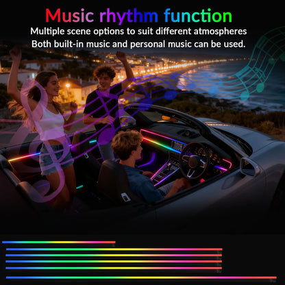 18IN1 Full Color Streamer Car Ambient Lights RGB 64 Color Universal LED Interior Hidden Acrylic Strip Symphony Atmosphere Lamp