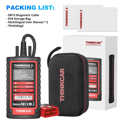THINKCAR Thinkdiag 2 OBD2 scanner with CANFD support, all systems diagnostics tools with 15 reset functions, two-way scanning, ECU coding.