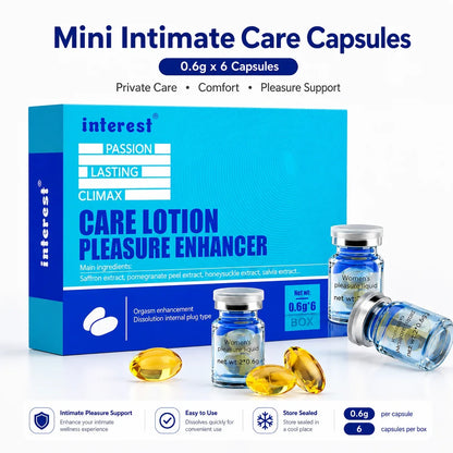 Hot Mini Intimate Pleasure Support Capsules for Women,6pcs Dissolving Softgel Care Lotion for Lubrication, Sensitivity & Comfort