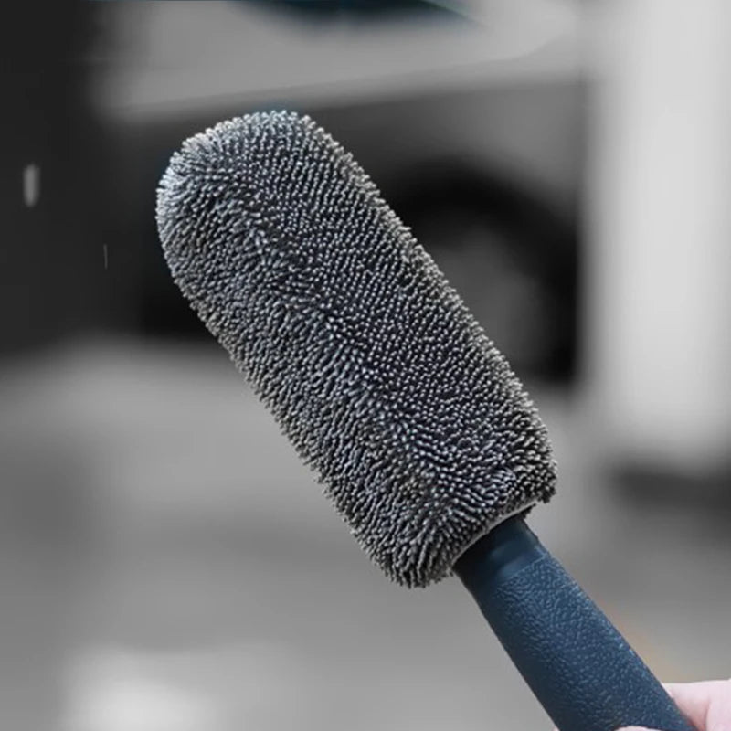SEAMETAL Microfiber Car Wheel Tire Rim Brush Auto Wheel Cleaning Tool Wash Towel with Plastic Handle Car Washing Accessories