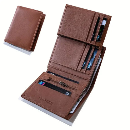 Mens Wallet Genuine Leather RFID Blocking Vintage Vertical Short Credit Card Holder Coin Purse Money Bag Slim Travel Gift