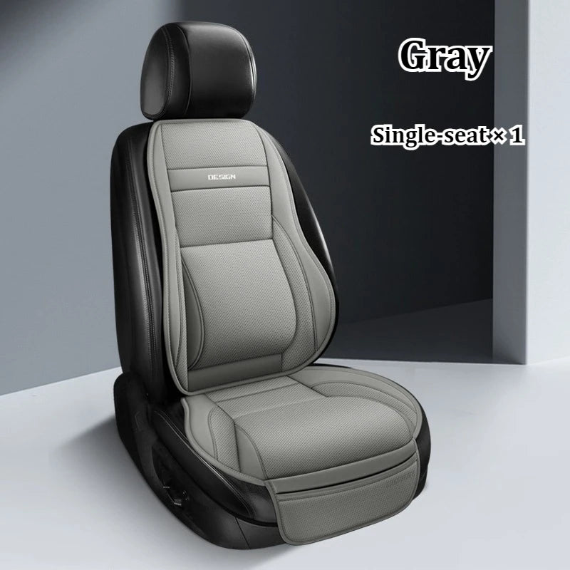 Ergonomic PU Leather Car Seat Cushion with Lumbar & leg Support Ventilated Design Storage Pockets Universal Fit for Most Cars
