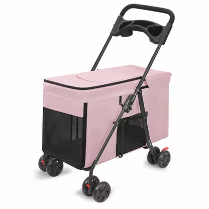 Custom Foldable Pet Stroller for Large Dogs & Multi-Pet Travel | Heavy-Duty, Lightweight, Breathable Design