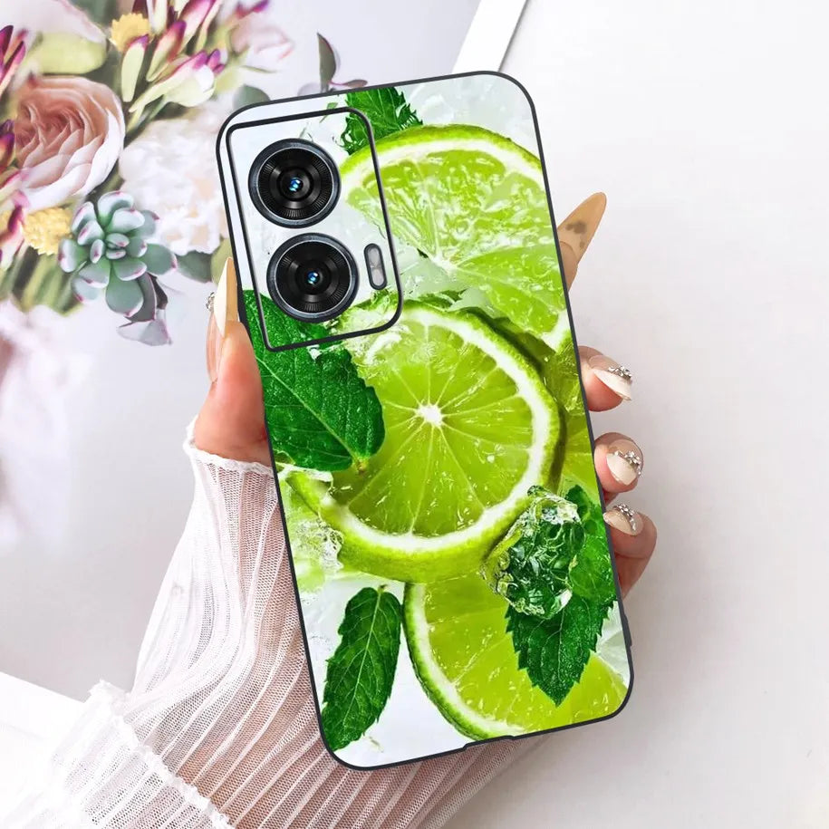 Case For Motorola Edge 50 Fusion Cover XT2429-1 Popular Flower Soft Black Silicone Phone Cases For Motorola G96 5G MotoG96 Funda