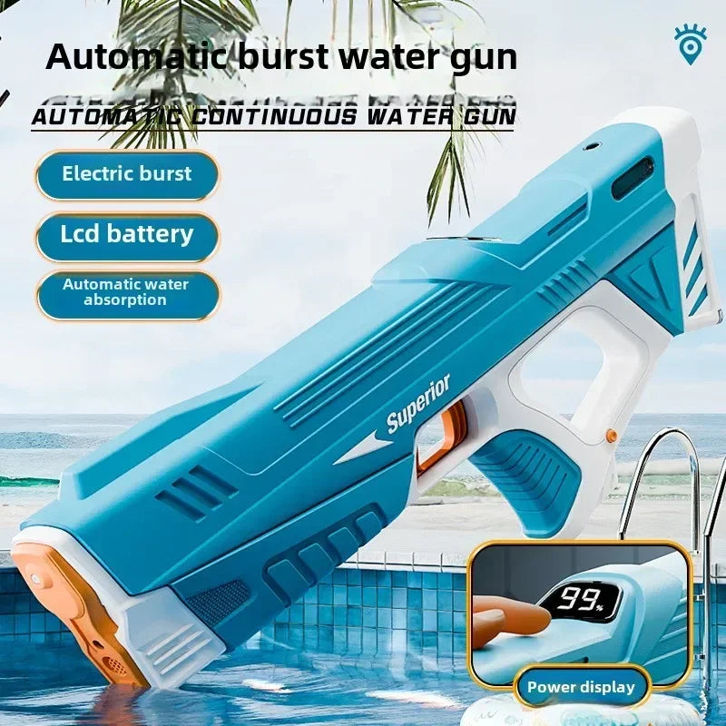 Electric Water Gun New Children Wholesale AutomaticWater Absorption Battery DisplayLarge Capacity Boys' Water PlayToyWaterGun