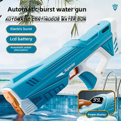 Electric Water Gun New Children Wholesale AutomaticWater Absorption Battery DisplayLarge Capacity Boys' Water PlayToyWaterGun