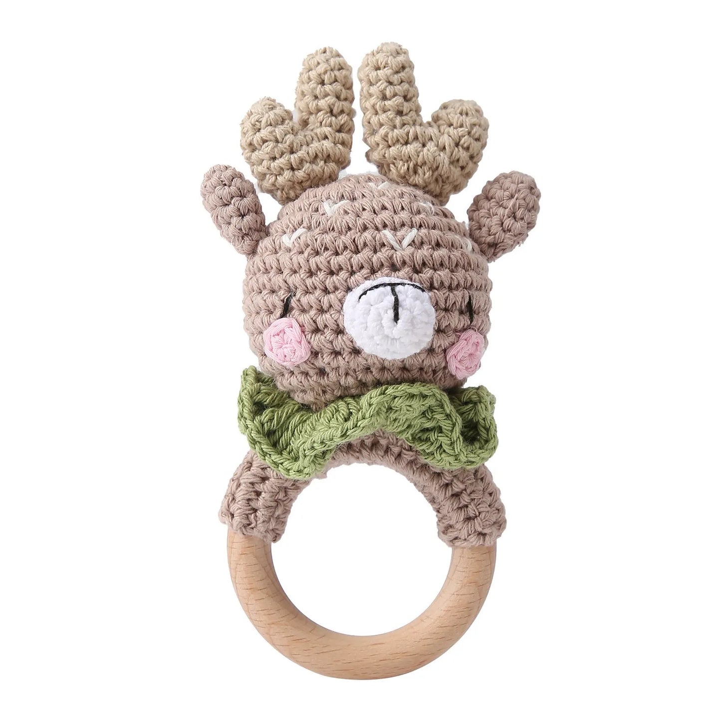 Baby Rattles Crochet Bunny Rattle Toy Wood Ring Baby Teether Rodent Baby Gym Mobile Rattles Newborn Educational Toys Gifts 1pc