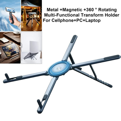 Foldable Magnetic Laptop Stand Aluminum Alloy Portable Adjustable Stand Heat Dissipation Holder for Smart Phone Tablet Notebook