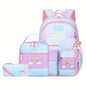 3pcs/set Kids School Backpack for Girls with Lunch Box Pencil Case Set Elementary Primary Middle High College School Bookbags