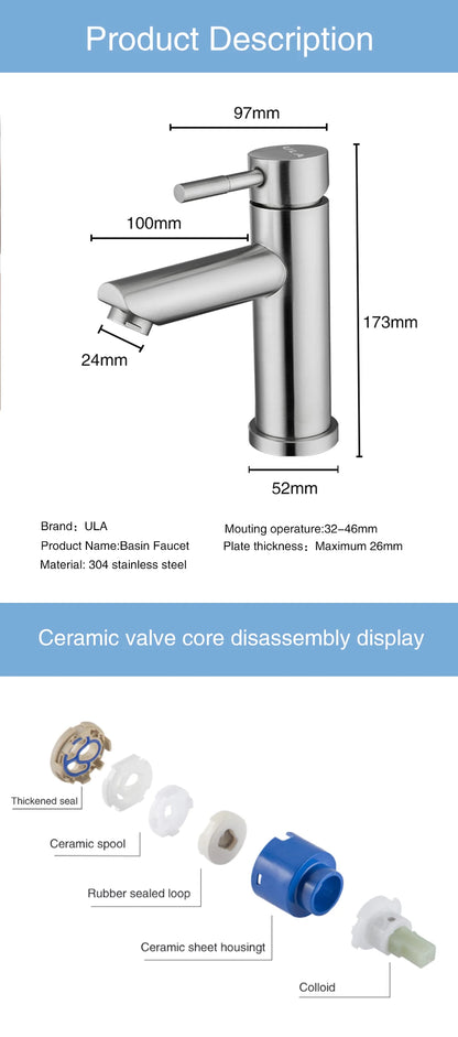 ULA G1/2 Basin Faucet Waterfall Bathroom Sink Faucet Hot Cold Water Mixer Tap Deck Mounted Bathroom Tap Crane Washbasin Tap