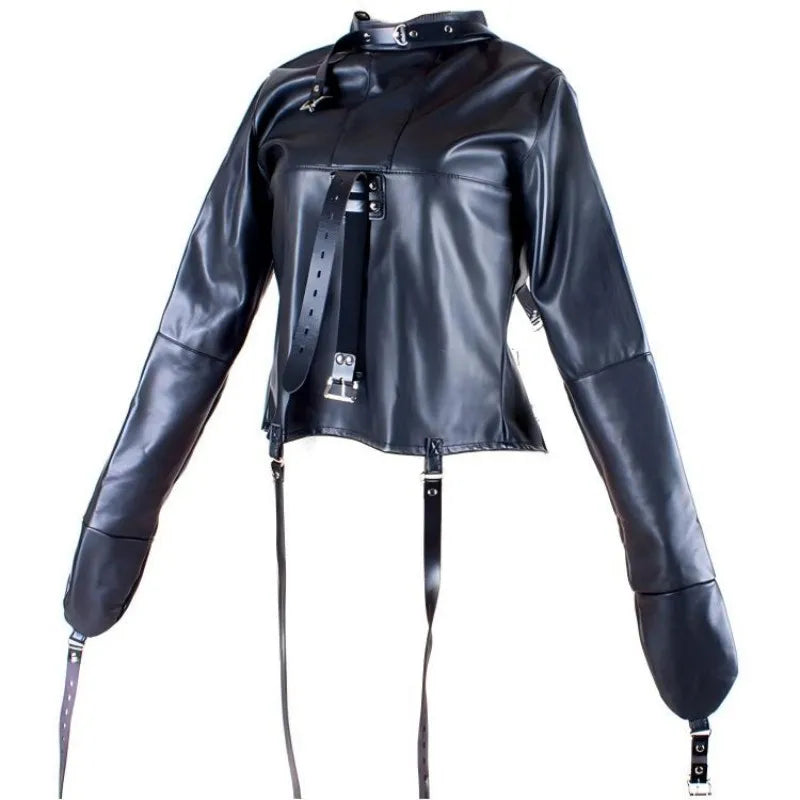 BDSM PU Leather Straitjacket Bondage Body Harness Adult Game Straight Jacket Halloween Clubwear Costume Armbinder Sex Toys Women