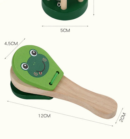 Wooden Half Round Hand Ringing Bell Children Musical Orff Instruments Clapper Handle Educational Fun Toys Infant Teaching Aids