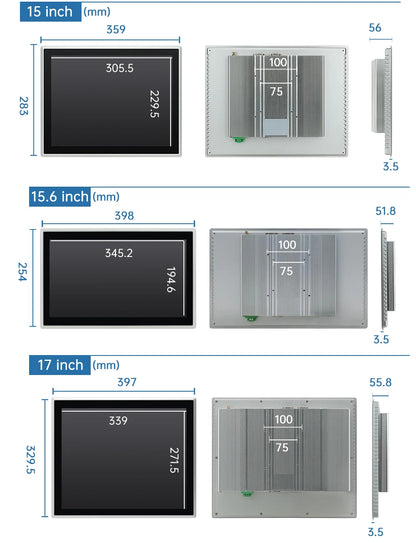 15-23.8 Inch Industrial Touch Screen Panel Pc Aluminum Case Embedded Front Ip65 All In One Industrial Panel Pc