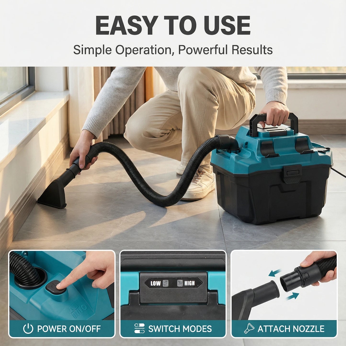 Podofo Vacuum Cleaner 200W Rechargeable Wet/Dry Household Vacuum Cleaner Portable Auto Vacuum for Home & Car & Pet Mini Cleaner