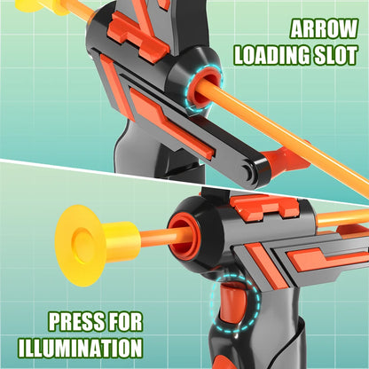 Bow and Arrow Set for Kids with LED Lights-Archery Set with 12 Suction Cup Arrows, Quivers & Standing Target, Outdoor Toys for Kids Boys & Girls Ages 3-12 Years Old