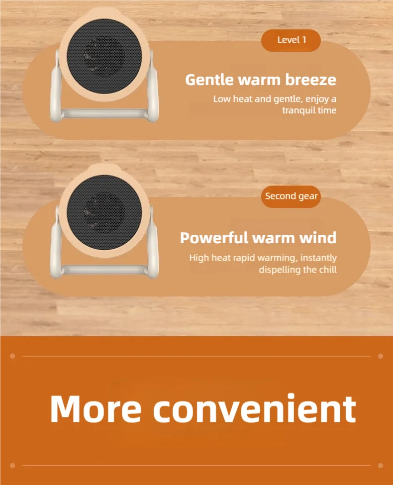 Portable desktop electric heater suitable for home and office use Mini fan heater suitable for desktop use and foot warmer
