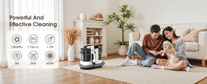 Powerful Carpet Cleaner 13.5 KPa Lubluelu V6 with 1.75L Dual Tanks, 5M Cord 1.7M Hose - Deep Clean Sofa Mattress Car Seat Pet Stains
