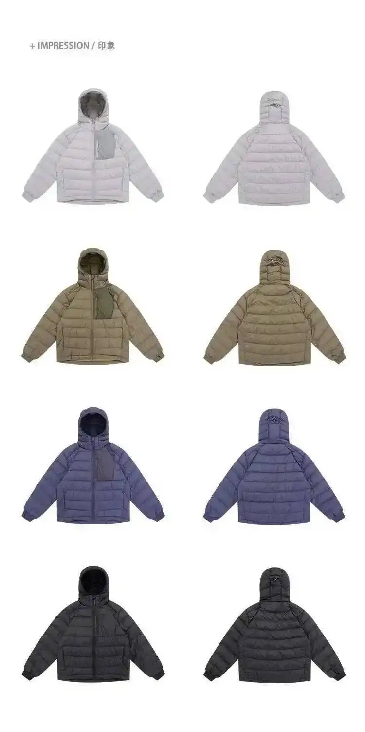 HKSH Outdoor Light Sport Color Contrast Hooded Down Jacket Women's Winter Mountain Leisure Waterproof Climbing Cotton Coat H2887