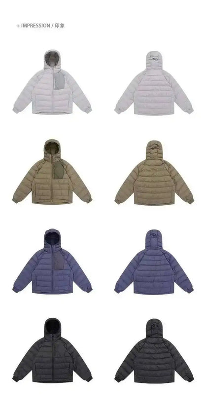 HKSH Outdoor Light Sport Color Contrast Hooded Down Jacket Women's Winter Mountain Leisure Waterproof Climbing Cotton Coat H2887