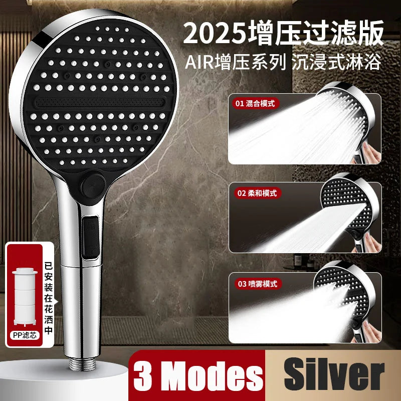 13CM Large Panel Shower 3 Modes Shower Head High Pressure Water Massage Shower Head Set with Cartridge Bathroom Accessories