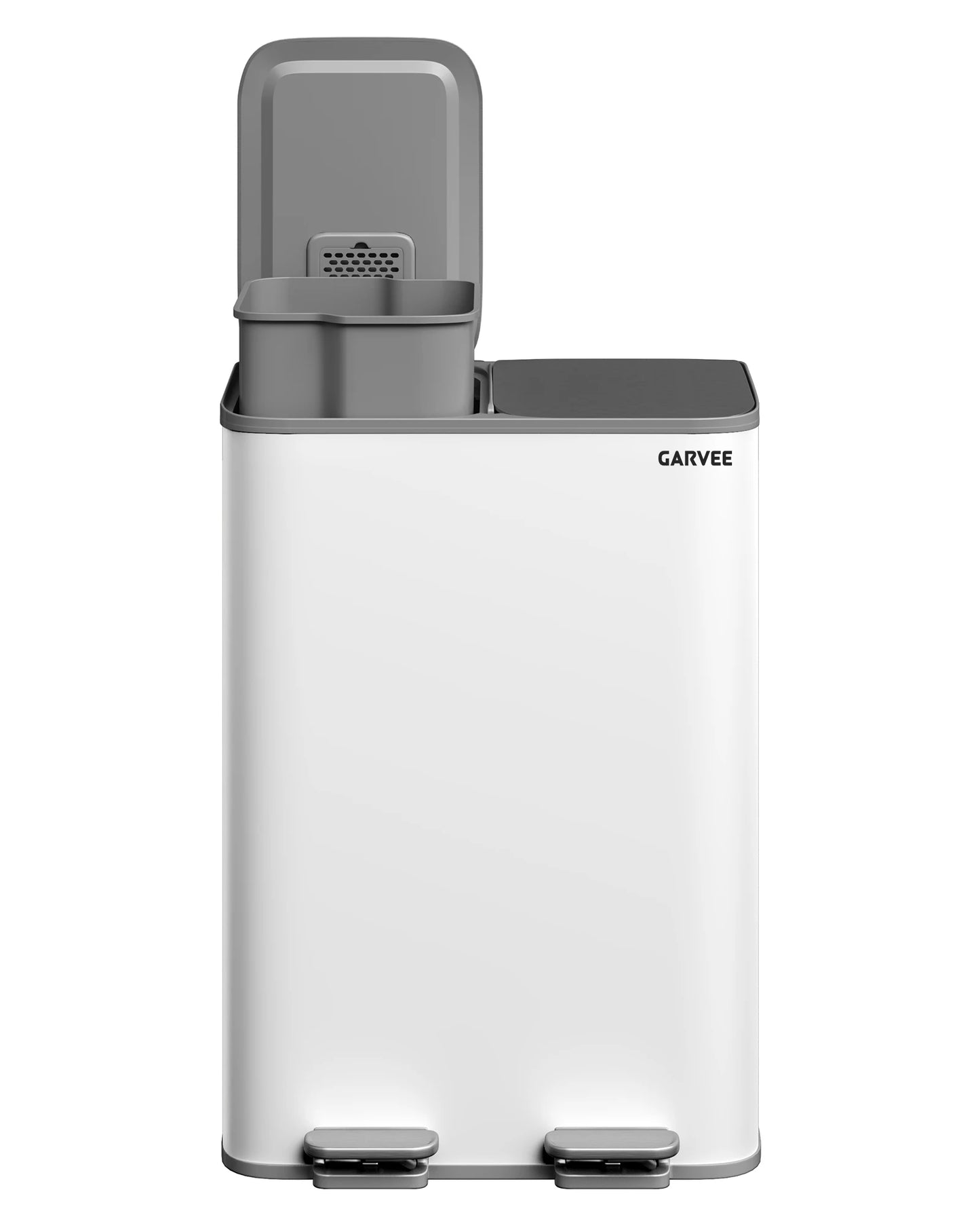2 * 30L Stainless Steel TrashCan Dual Classification Foot Pedal Bins - Soft Close Lid/Removable Liner Buckets Recycling Solution