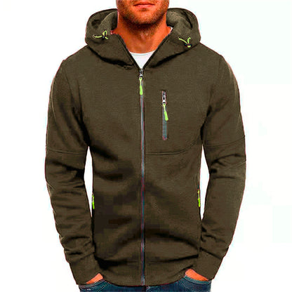 Solid color men's hooded jacket Casual long-sleeved hoodie Zipper Gym sports hoodie Spring Fall