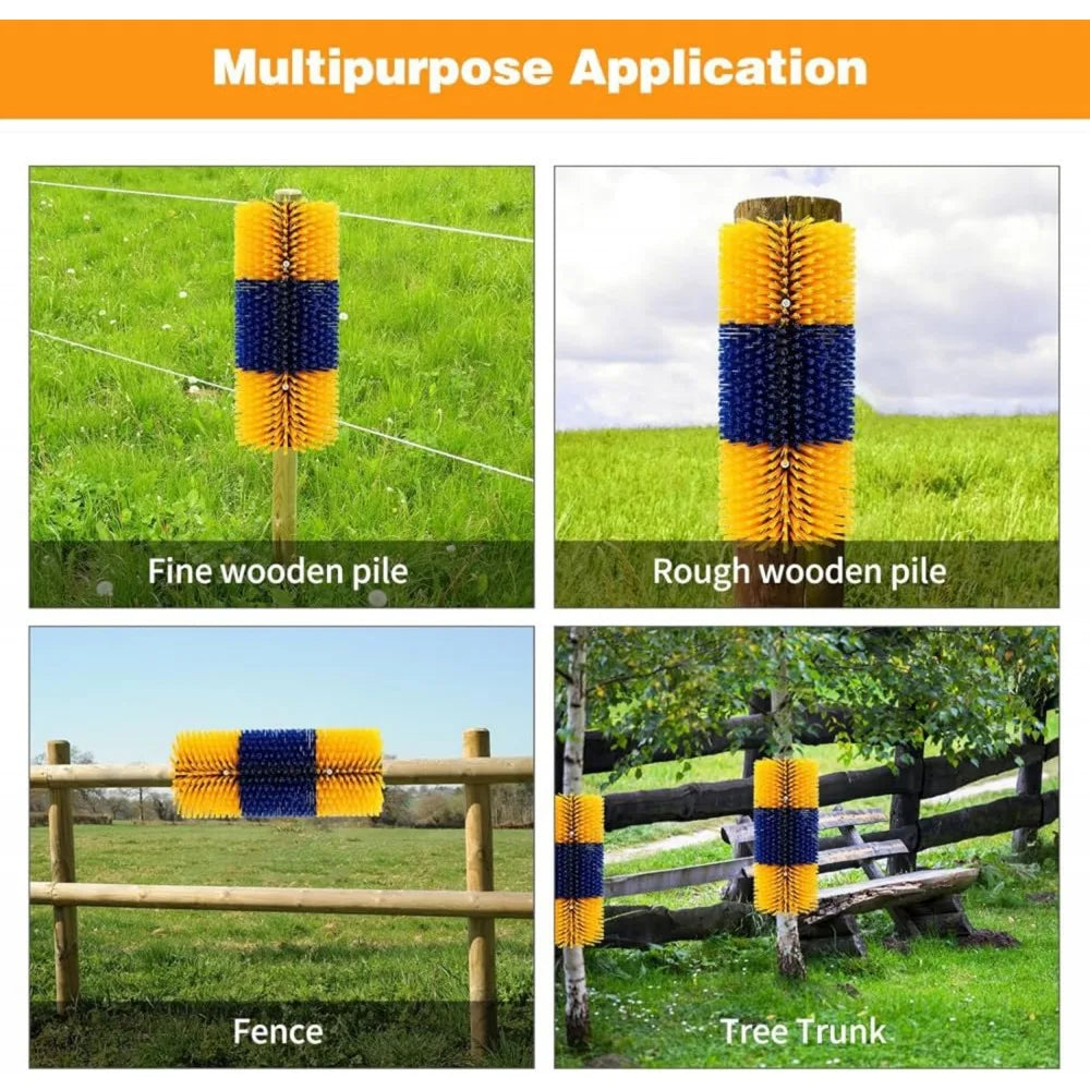 Horse Brush, Livestock Scratching Brush, Goat Brush, Goat Scratching Post, Livestock Scratcher for Horses, Cows, Goats & Pigs Promotes Cleanliness & Skin Health