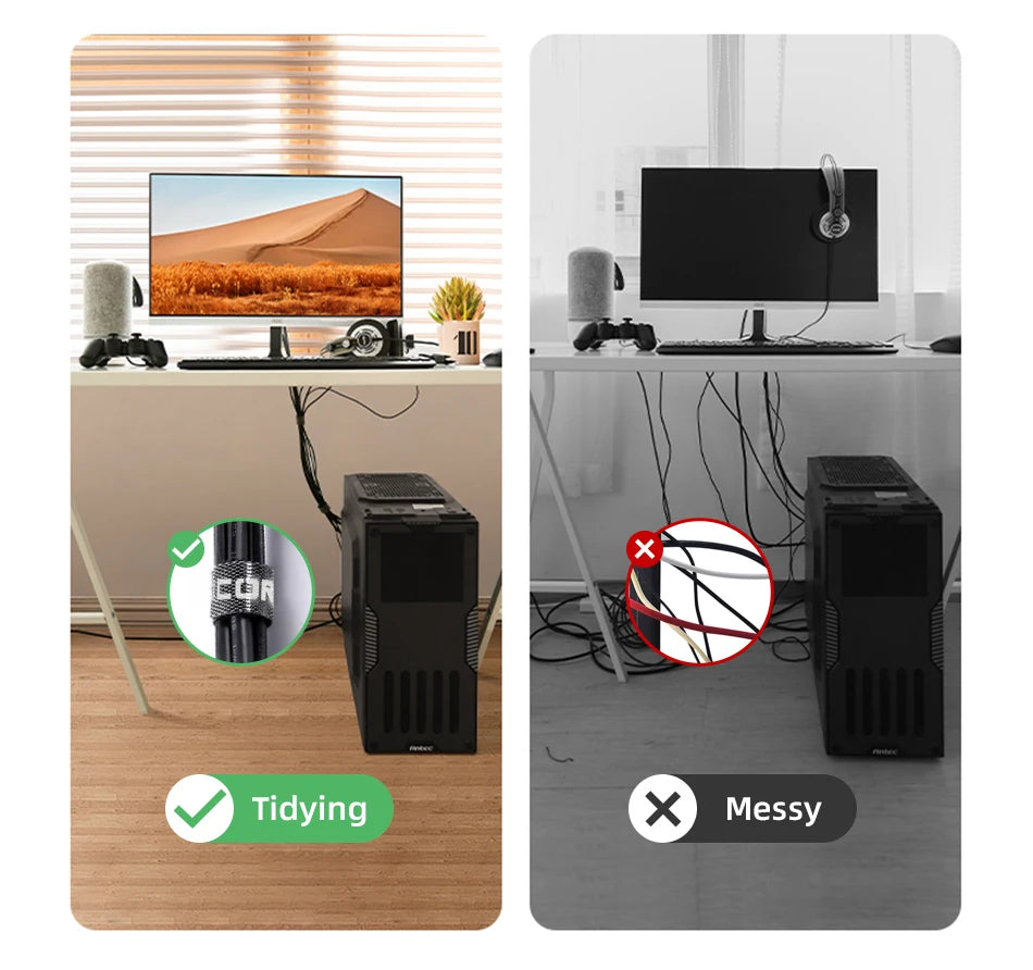 Rocoren Cable Organizer Tearable Wire Winder Ties USB Cable Management Charger Protector For Phone Mouse Earphone Cable Holder