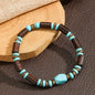 Retro Imitation Natural Blue Stone Bead Bracelet Fashion Men Summer Jewelry Trend Bohemian Accessories