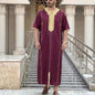Muslim Men's Morocco Gandoura Thobe Loose Short Sleeves Gorgeous Embroidery Comfortable Islamic Men's Traditional Clothing Party