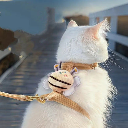 Pet Supplies Cartoon Bee Cat Harness Adjustable Breast Back Harness Dog Harness Portable Leash Set Pet Walking