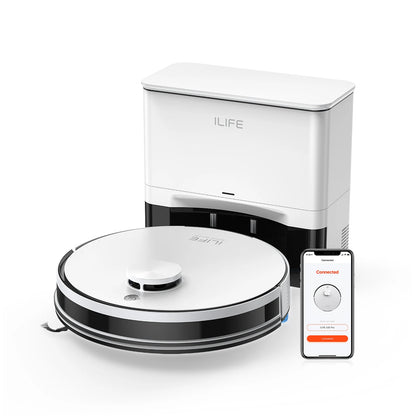 ILIFE A30 Pro Robot Vacuum Cleaner with Automatic Self-Emptying Station, 5000Pa Strong Suction, LDS Navigation, 180min Runtime, 2-in-1 Mop and Sweep, APP Control  ,Home Floor Carpet Clean