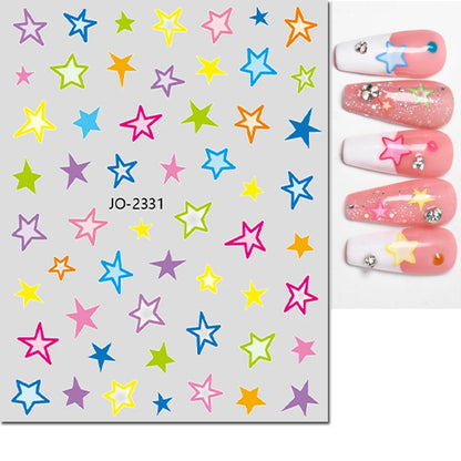 3d Nail Art Stickers Red Black White Love Hearts Stars Clouds French Full Tips Adhesive Nail Decals Slider For Manicure
