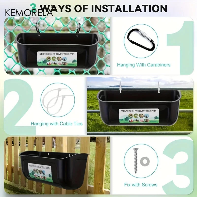KEMORELA 2PCS Goat Feeder Hanging Duck And Chicken Feeder Small Pet Food Basin Fence Feed Trough Goose Drinking Trough With Clip