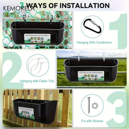 KEMORELA 2PCS Goat Feeder Hanging Duck And Chicken Feeder Small Pet Food Basin Fence Feed Trough Goose Drinking Trough With Clip