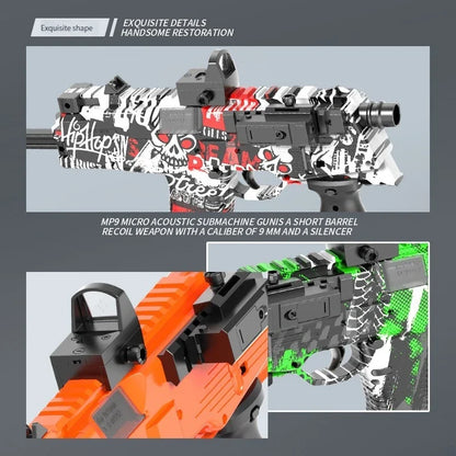 MP9 Toy Gun Electric Foam Dart Blaster Soft Bullet Submachine Gun Automatic Shooting Toys for Adults Teens Outdoor Battle Games